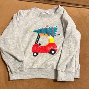 Kids Gray Sweatshirt with Festive Car Design